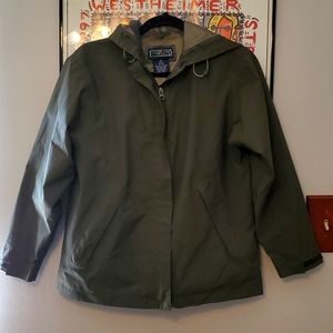 Lands' End Olive Green Rain Jacket Size XS, 2-4 Petite